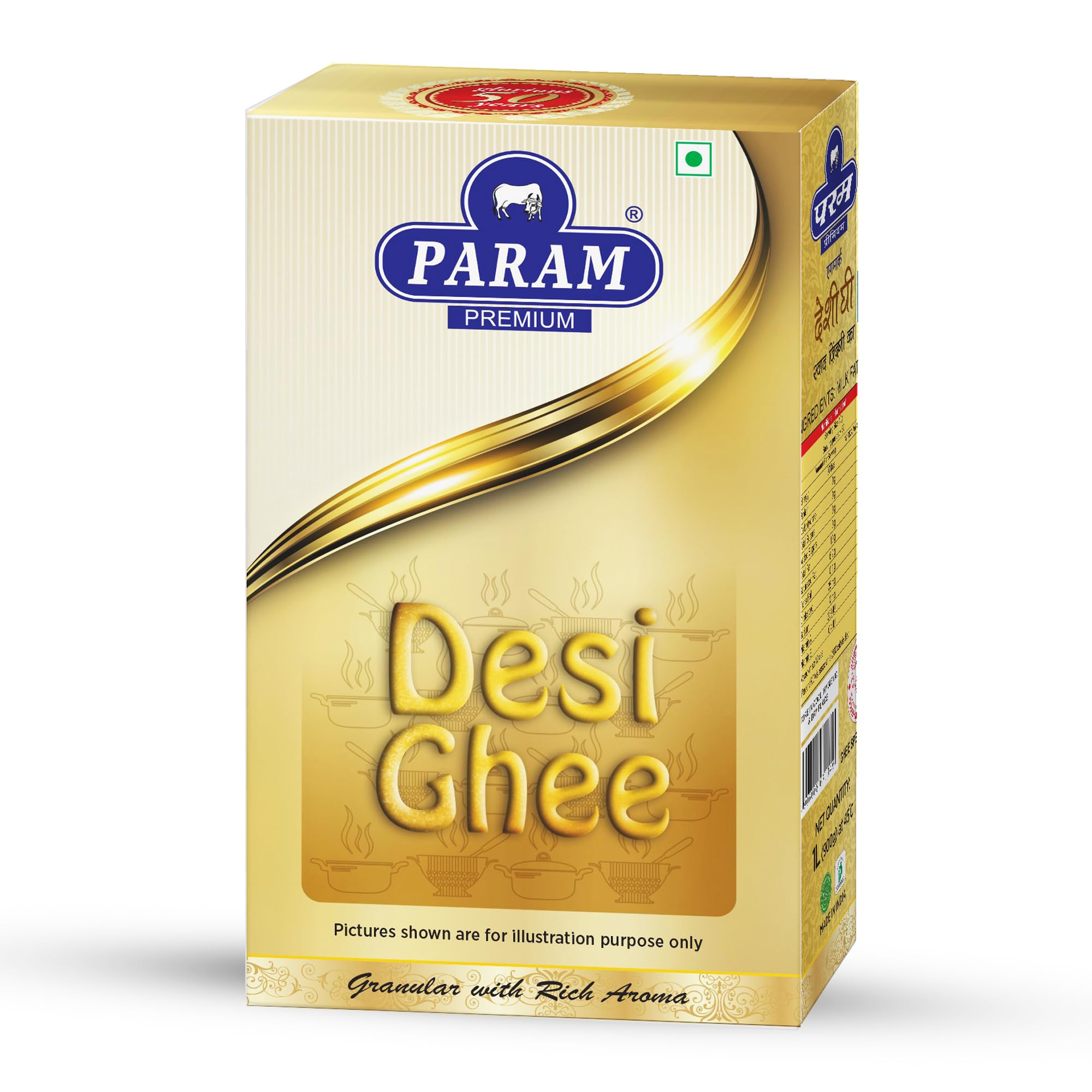 Param Desi Ghee 1L (Pack of 1)| Pure Traditional Indian Ghee with Rich Aroma & Granular Texture | Gas Chromatography Tested | Boosts Digestion & Immunity