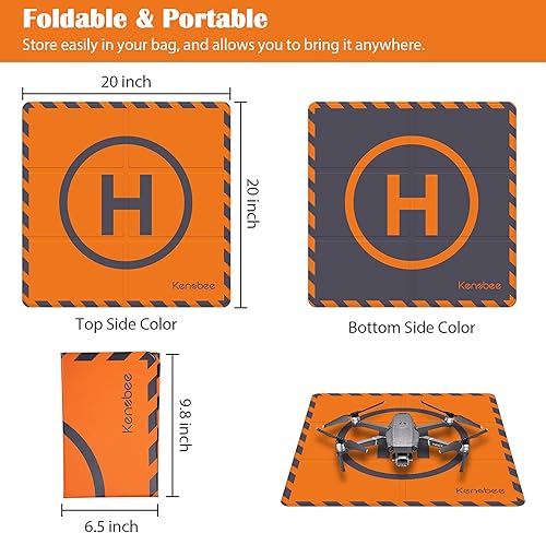 Miniatura 4 de KENOBEE Drone Landing Pad 20" para DJI Mavic 3  Mavic Air 22S  Mavic Mini 21SE  Mavic 2 ProZoom  DJI FPV, almohadilla de aterrizaje universal