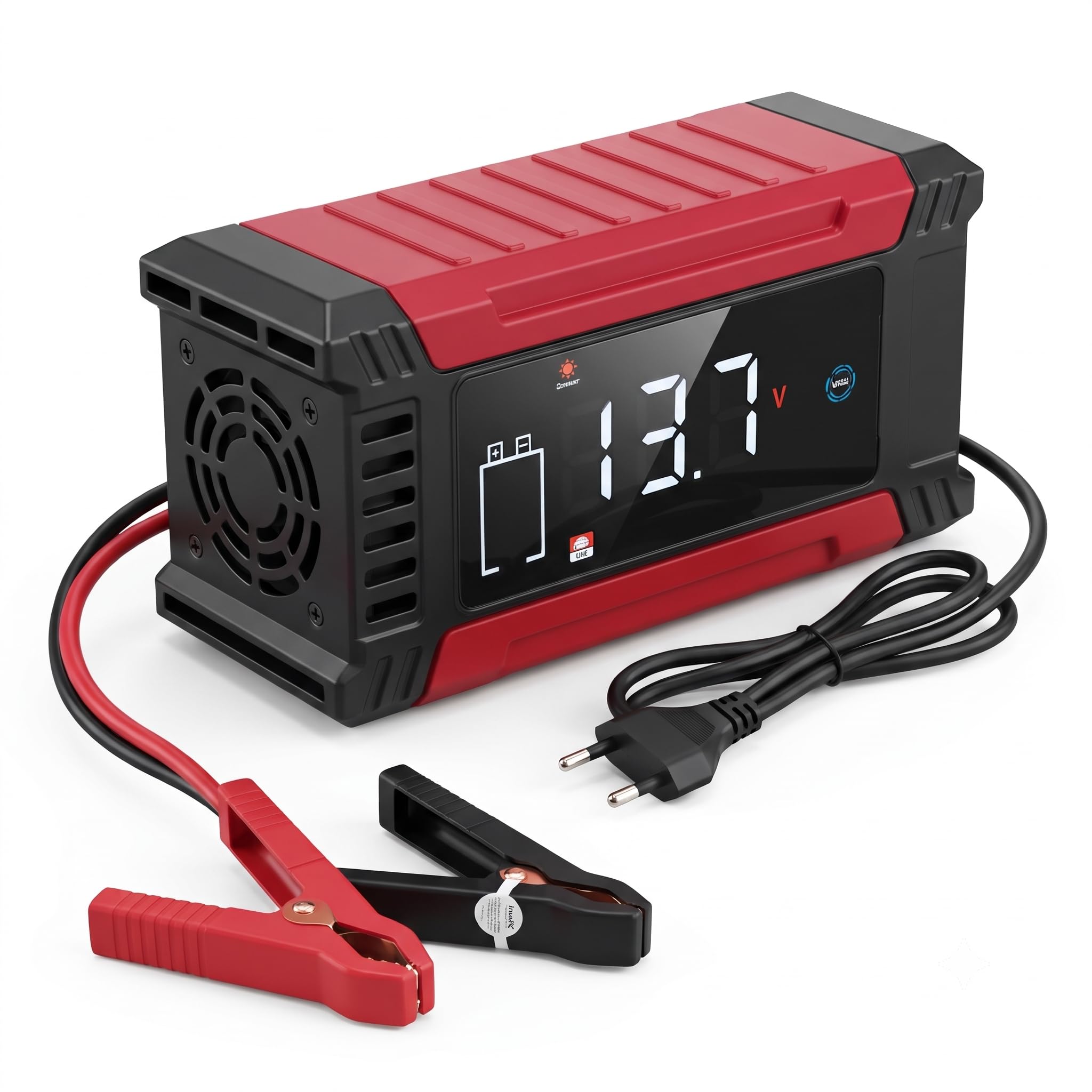 inveXo 12V 10A Intelligent Pulse Repair Battery Charger with Digital Touch Screen | 9-Stage Smart Charging | Automatic Trickle Charger, Maintainer & Desulfator for Car, Bike & LiFePO4 Batteries-image-30