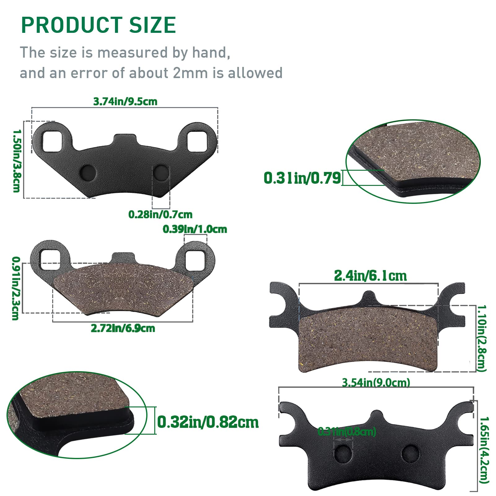 Pastiglie Freno Anteriore e Posteriore per POLARIS 500 Scrambler 4 x 4 2005-2012 500 Sportsman HO/EFI 2003-2008 Trail Blazer 250 330 Magnum 325 330 500
