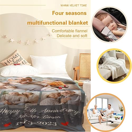 Miniatura 61 de Manta personalizada de doble cara, regalos de Navidad para familiares y amigos, manta personalizada con texto fotográfico para mamá, papá, abuela