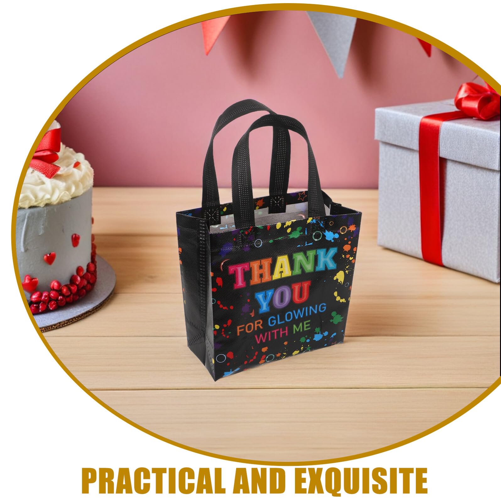 Healvian 30 Piezas Bolsas de Obsequio para Fiesta No Tejidas con Asas, 30 Unidades, Pequeñas Bolsas Reutilizables para Dulces y Regalos de Cumpleaños, Color Estampado, Ideales para Eventos