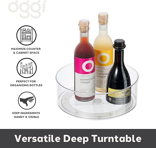 Miniatura 6 de OGGI Organizador giratorio de pared alta Lazy Susan de 9 pulgadas para cocina, despensa, organización y almacenamiento. Ideal como un estante