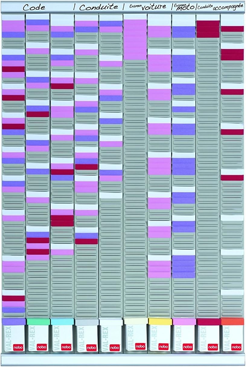 Nobo - Multi-Purpose T-Plug Wall Planner Kit, 10 Columns & 54 Slots, Index 2, Multi-Coloured T-Plugs & Indexes Included, 2901000