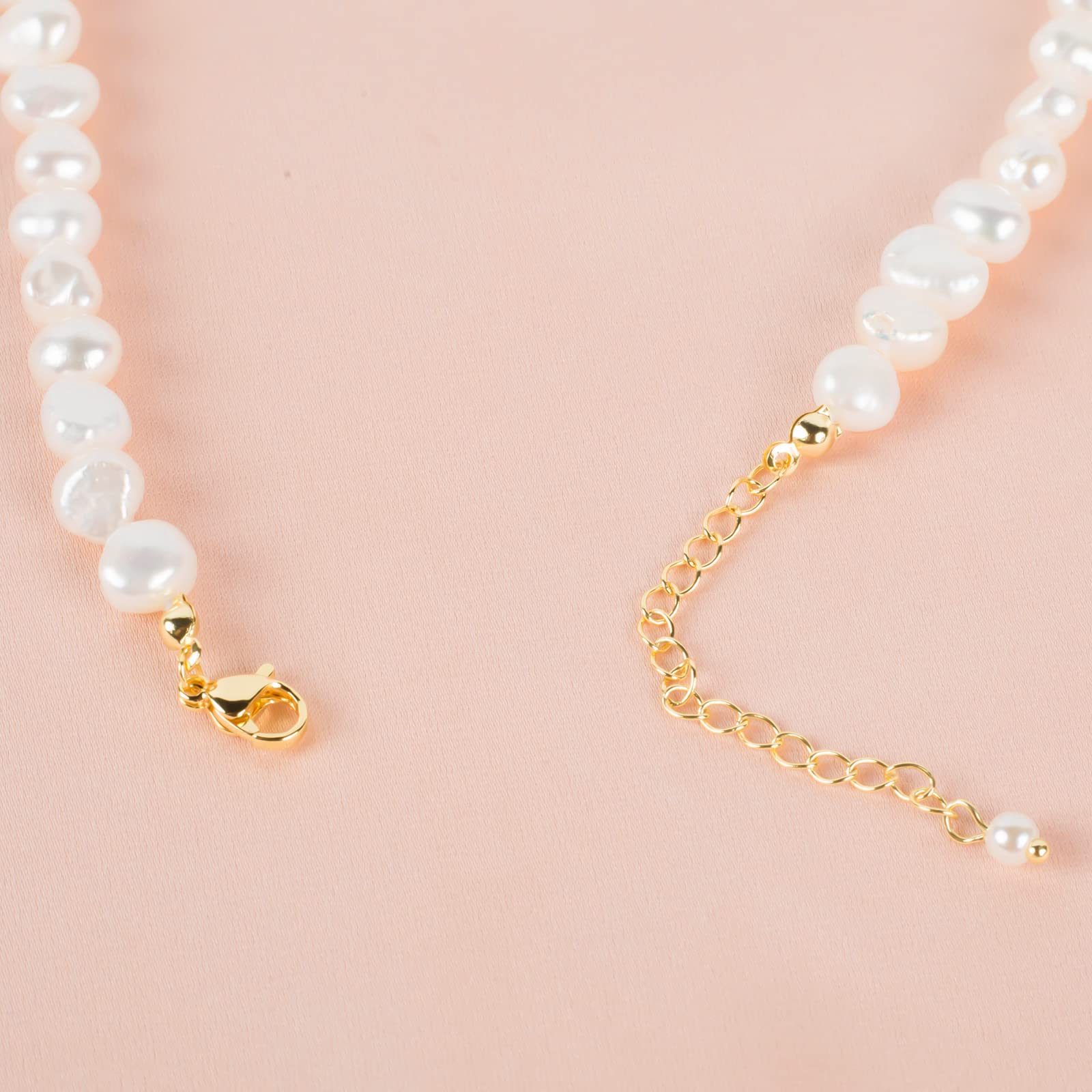 Süßwasserperlen-Halskette, echte Perlen Choker mit Liebe Anhänger, 6mm, handgefertigt, Barockstil