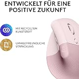 Logitech Lift Souris Ergonomique Verticale, sans Fil, Bluetooth ou récepteur USB Logi Bolt, Silencieuse, 4 Boutons, Compatible avec Windows/macOS/iPadOS, Ordinateur Portable, PC - Rose - 6