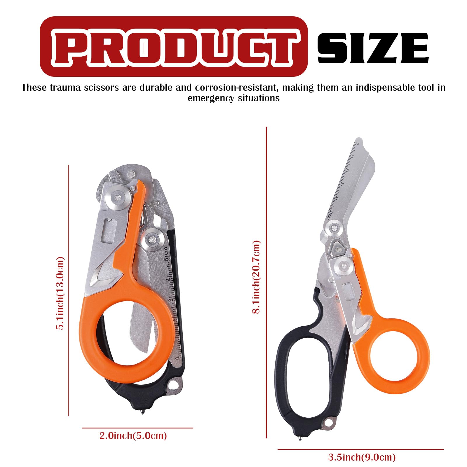 Forbici Emergenza Pieghevoli Forbici Mediche Multifunzione, 6 In 1, Forbici Raptor Pieghevoli, Cesoie di Emergenza, Multitool Pinze per Soccorso, Attività Quotidiane