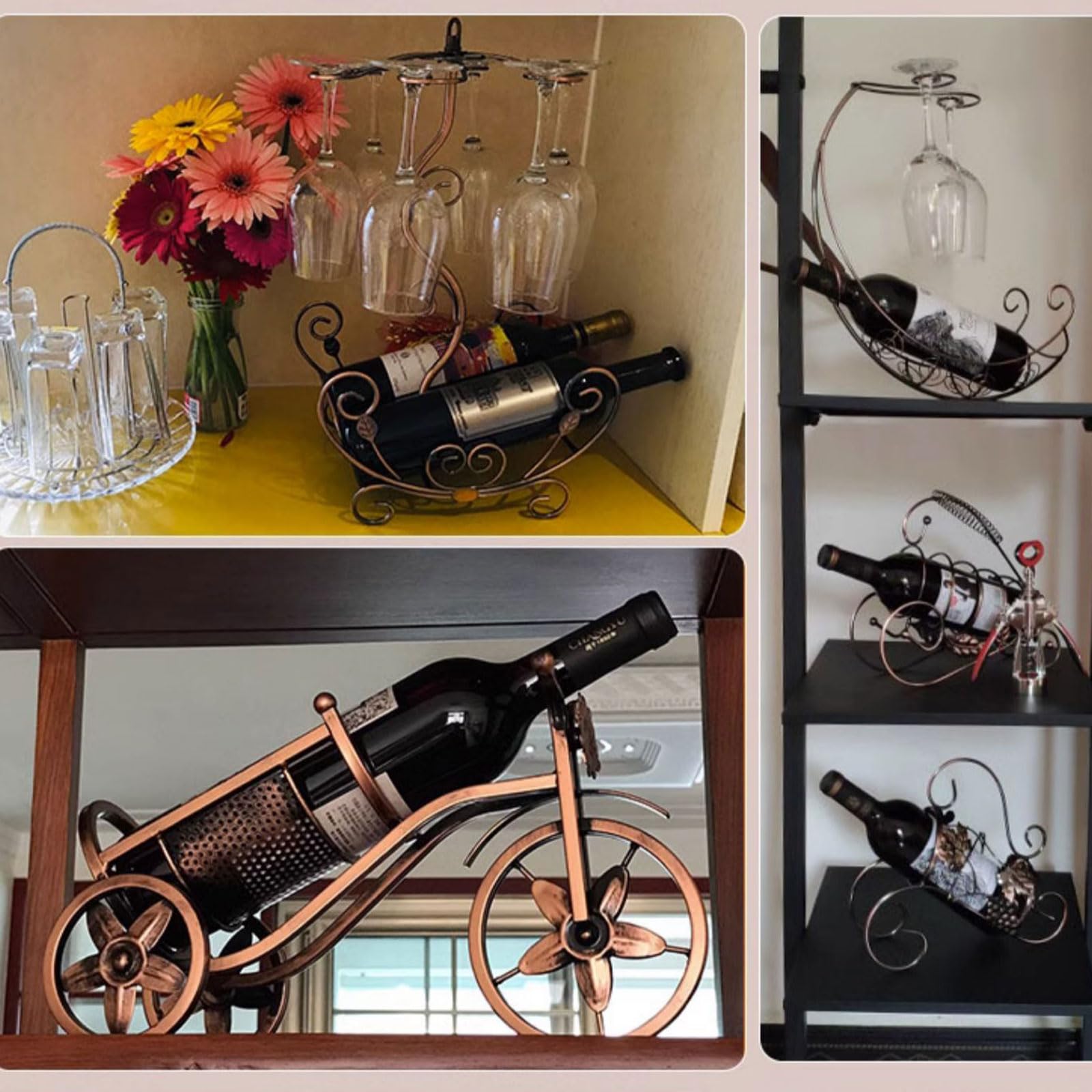 Copa De Vino Colgante, Soporte para Copas De Vino, Boca Abajo, Moderno, De Hierro, Ahorra Espacio, Adorno para La Mesa del Comedor De La Cocina, 24 Estilos