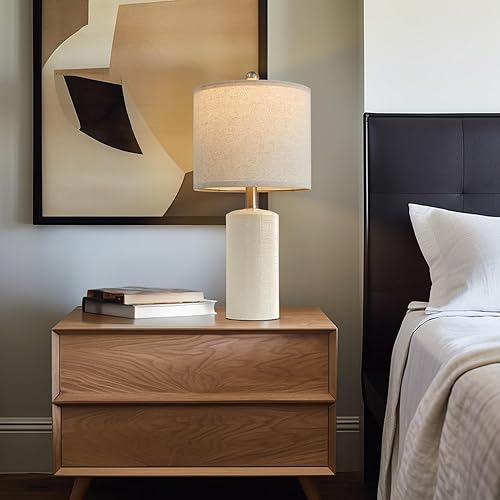 Miniatura 9 de Lámpara de mesa individual pequeña de 20.25 pulgadas para dormitorio, moderna lámpara de mesita de noche de cerámica, lámpara de noche de granja,
