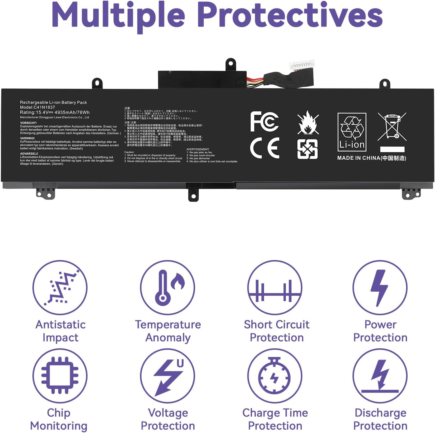 TREE.NB 76Wh C41N1837 Laptop Battery for ASUS ROG Zephyrus GA502 GA502D GA502DU GA502GU GA502IV GU502 GU502DU GU502GV GU502LU GU502LW GU502LV GX502LXS GX502GV GX502GW GU532 GX532 GX532GV GX532GW