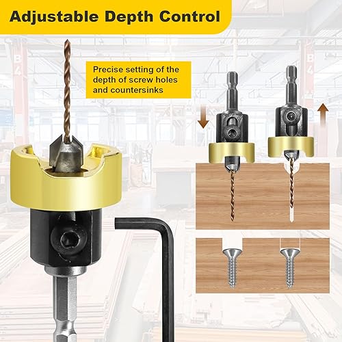 Miniatura 3 de 55226 Broca avellanadora con tope de profundidad ajustable, punta de carburo de 82 grados con taladro de 38 de profundidad x 564 de profundidad x