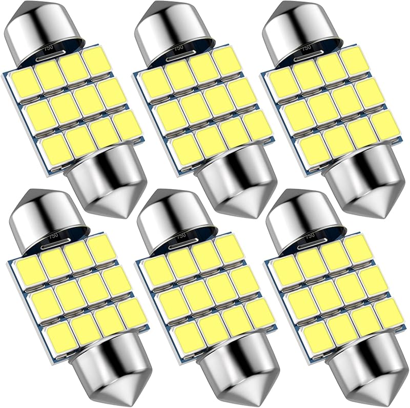 Lâmpada LED automotiva DE3175 tipo torpedo 31 mm GIVEUBED 12 V luz branca 6000 K – Pacote com 6
