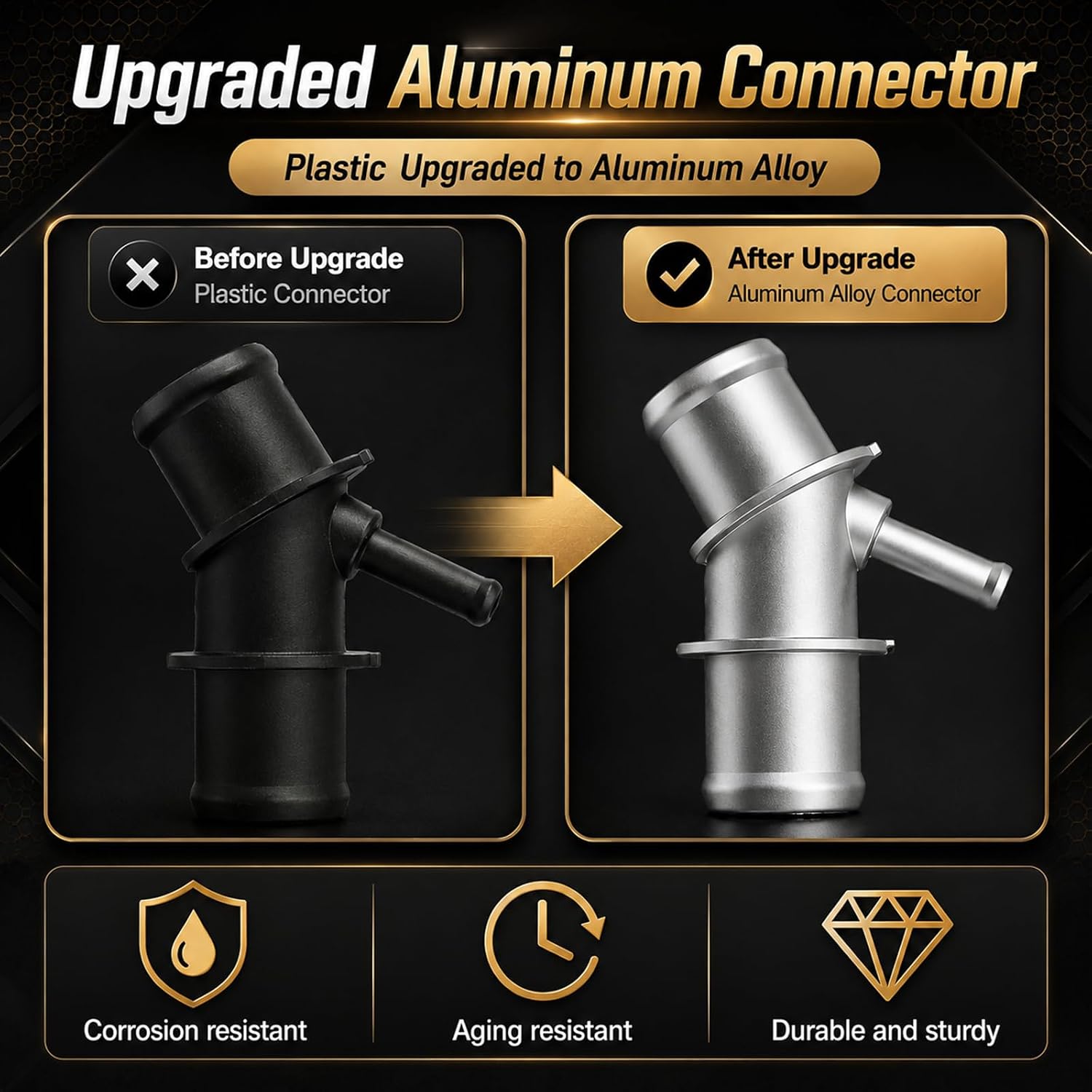 Radiator Coolant Upper Hose，Upgrade Aluminum Connector to Prevent Breaking Compatible with Toyota RAV4 2.5L 2009-2012, Replace# 16571-0V020 16057-36011