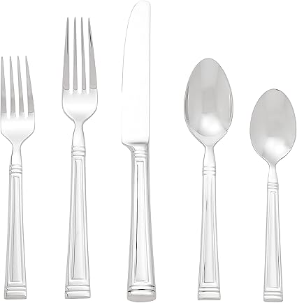 Lenox Esquire 65-Piece Flatware Set, 8.75 LB, Metallic,Silver