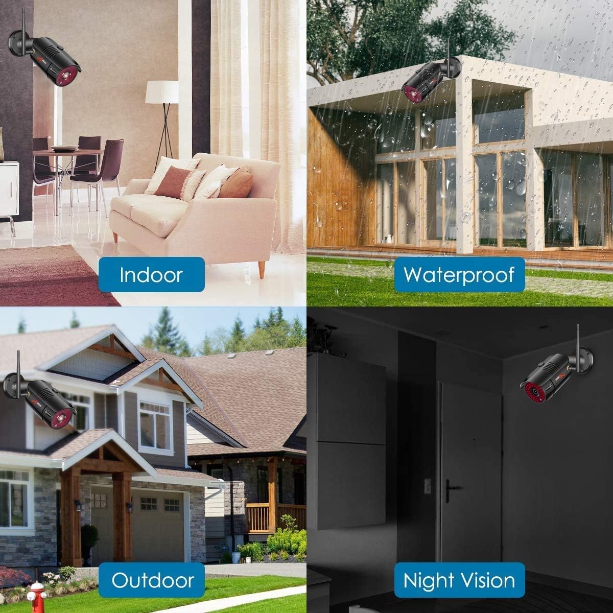 Security Camera System Wireless, Wireless Surveillance Camera System ANRAN 4Channel with 7Inch Monitor NVR with 960p HD Wireless IP Camera Night Vision,Plug and Play,Easy Remote Access, No Hard Drive