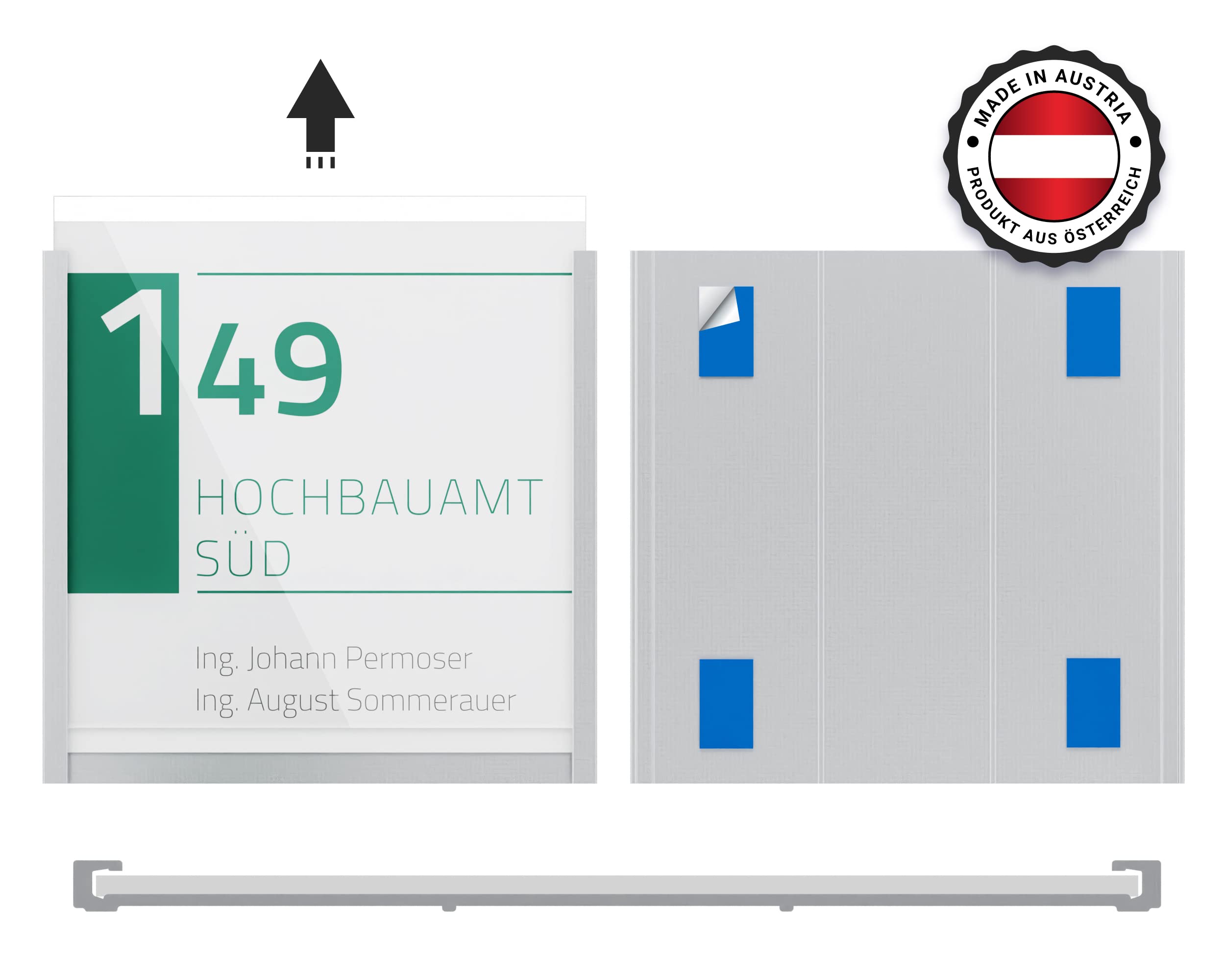 Kristallino.s Büroschild 5 Stück | 155 x 149 mm | ESG Abdeckscheiben | zur Klebemontage | Türschild inklusive Montagezubehör | robustes Büroschild | hochwertiges Glasschild