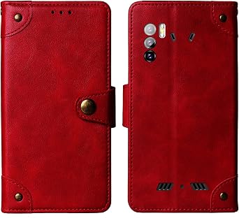 Flip Genuine Premium Leather TPU Silicone Phone Gel Case for CUBOT Kingkong 5 Pro 6.08 Back Cover Skin Etui Protective Protector Wallet Pouch Shell Bumper (Red)