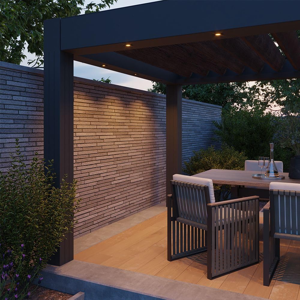 HOFTRONIC 10x Nola - LED Einbaustrahler 68mm Weiß - IP65 Wasserdicht für Außen, Dachüberstand und Bad - 5W 480lm - 2700K Extra Warmweiß - Deckeneinbauleuchte Einbauspots