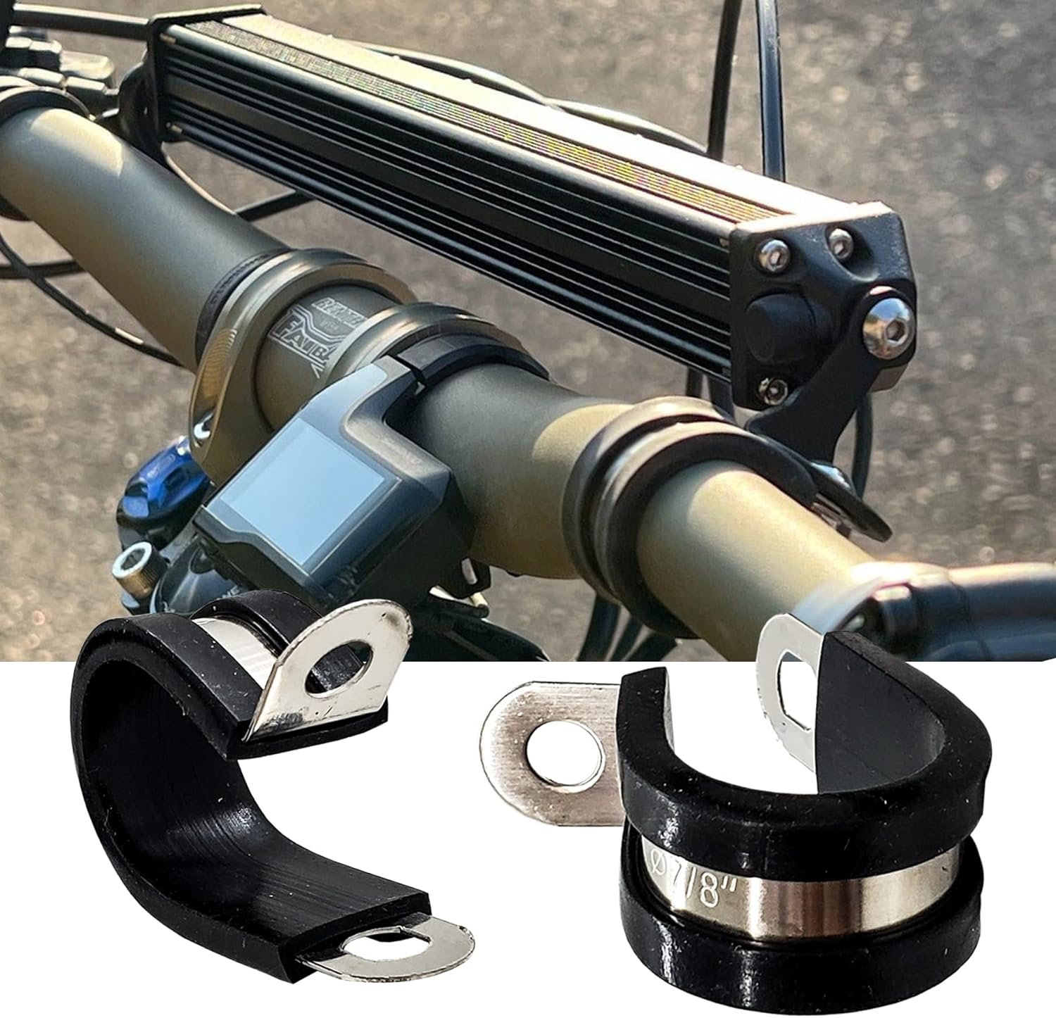 OZ-USA Motorcycle ATV White Amber Dual LED Light Bar Handlebar Clamp Rocker Switch Wire Harness Kit Dirt Bike