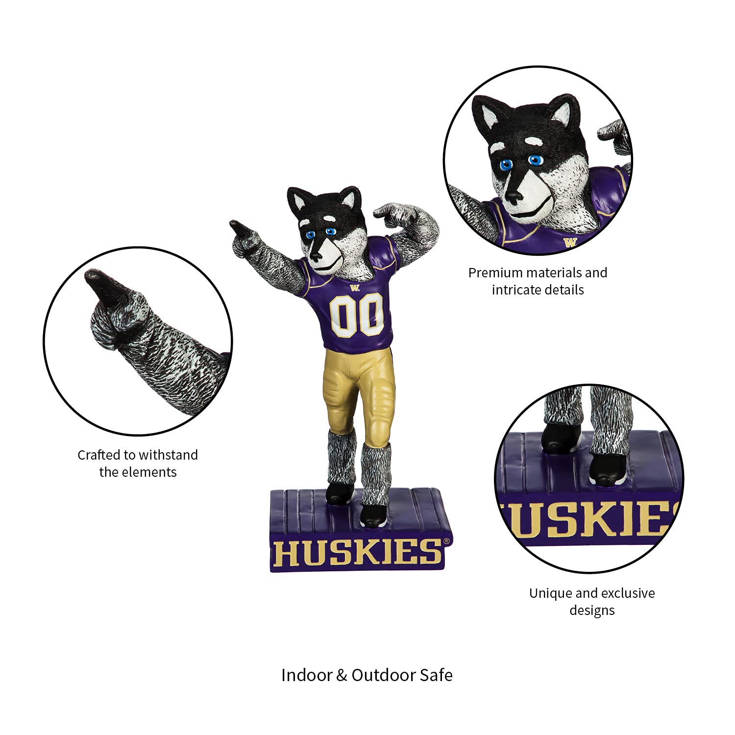 Team Sports America Maskottchen-Statue – University Of Washington Harry The Husky, Ca. 30,5 Cm, Für Garten & Fanhöhle