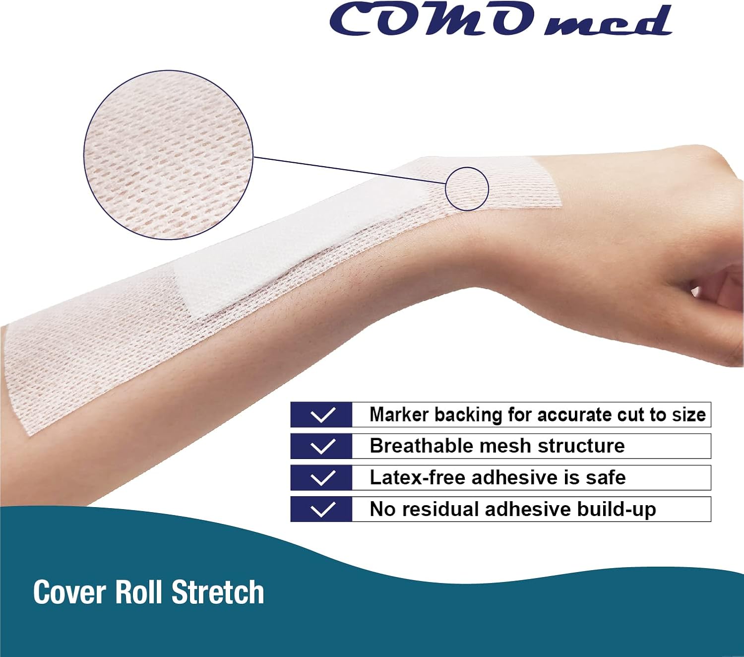 Stretch Adhesive Bandage Tape - 2 Inch x 10 Yards - 180 Count - 4 Ounces - Non-Sterile 2 Inch x 10Yards image 6 of 7 B0BG6S16W7