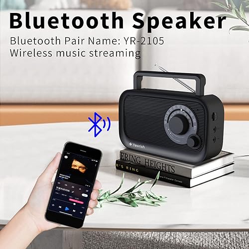 Miniatura 3 de Radio AM FM con la mejor recepción, altavoz Bluetooth, radio portátil, enchufe DSP en pared, funciona con pilas o alimentación de CA con conector