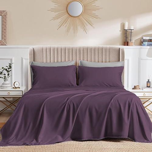 Miniatura 8 de Juego de sábanas de Alaskan King (108 x 108) 100% algodón egipcio, suave y lujoso, colección clásica, para colchón de Alaskan King, color rubor,