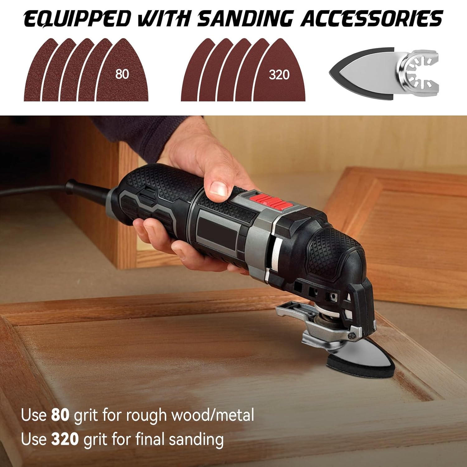 23 PCS Titanium Oscillating Tool Saw Blades with Sanding Kit, Universal Multi Tool Blades for Light Metal and Wood, Oscillating Tools Accessories (NOT for Star Lock Interface)