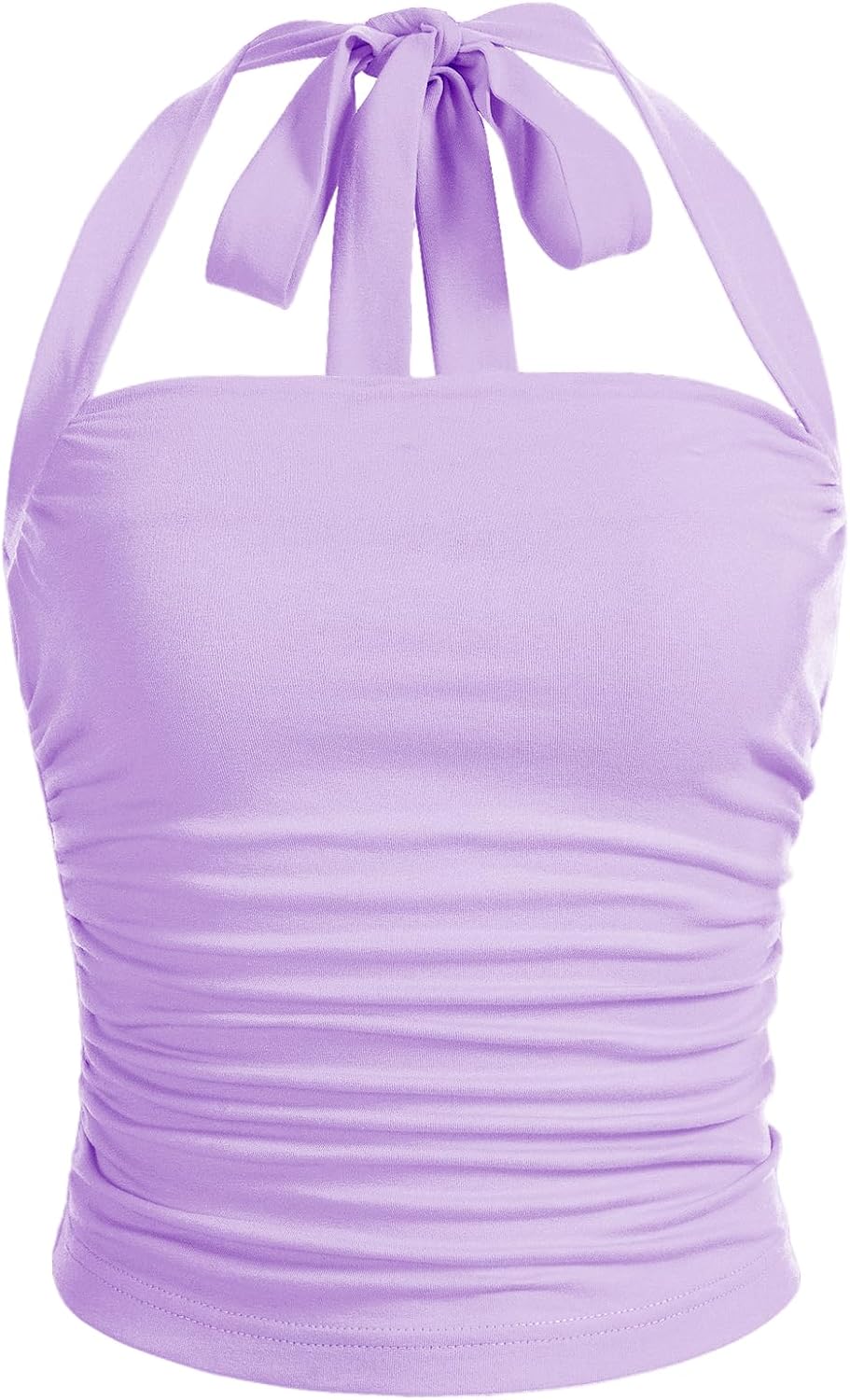 SOLY HUX Women's Y2K Ruched Halter Crop Top Cute Tie Back Sleeveless Slim Fit Cami Crop Tank Tops