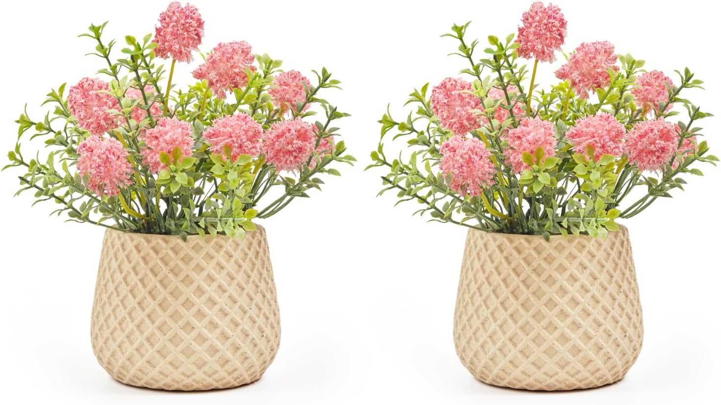 Fake Plants Small with 2 Pack, The Goleden Ball Flower for Bathroom Shelf Decor, Decorative Plants for Home Living Room Office Bedroom Table Tray Shelve Farmhouse Decor Indoor(Pink)