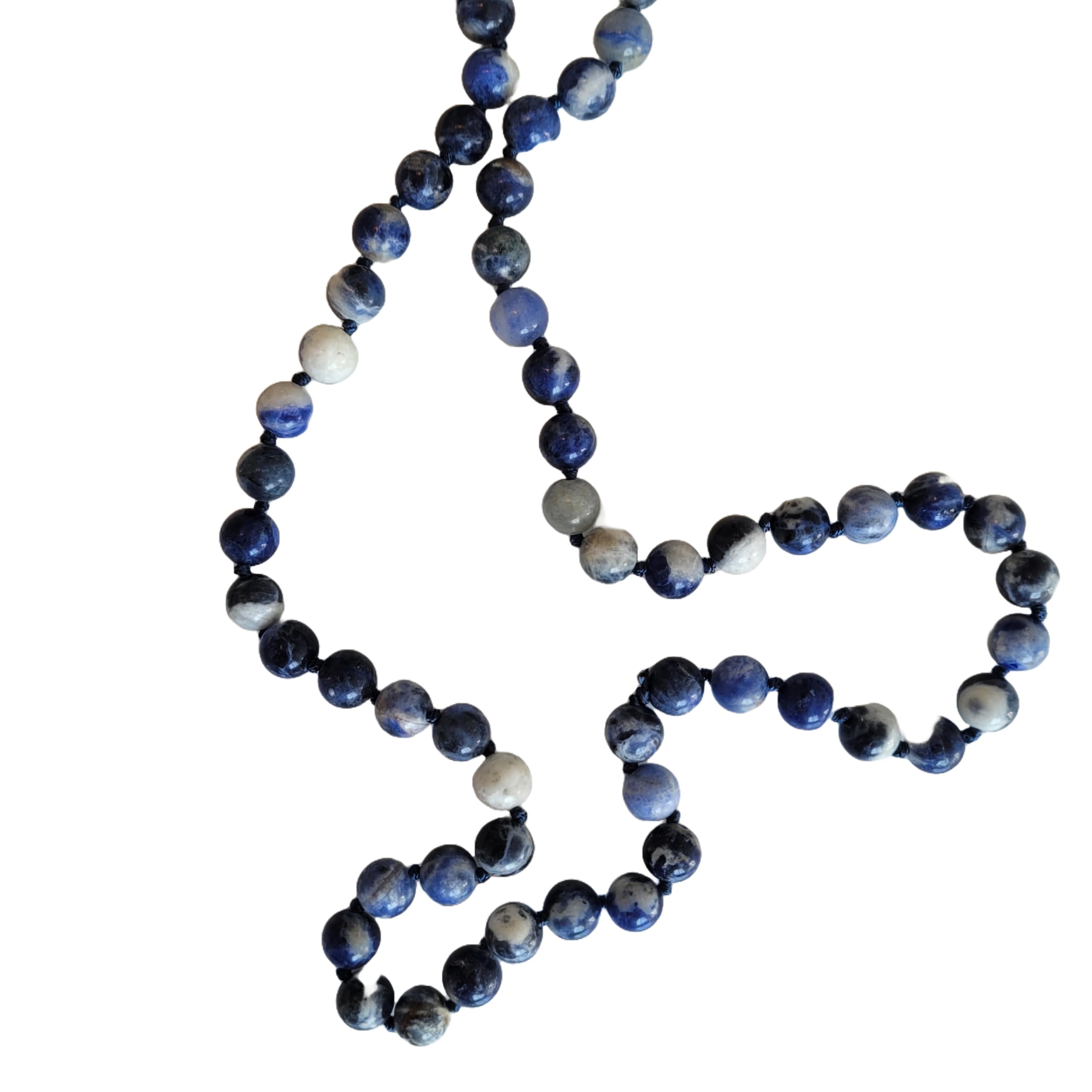 UA Collar Largo de Cuentas de Minerales Naturales, Anudado - Estilo Bohemio y Artesanal - Piedras auténticas - 8mm