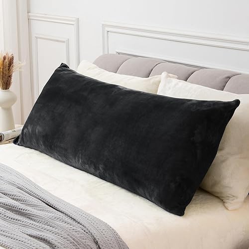 BEDELITE Funda de almohada corporal de vellón (negro, 20x54 pulgadas)