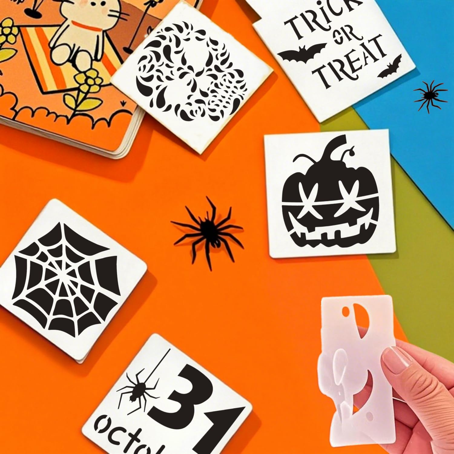 30 Pieces Halloween Stencils 6Inch Reusable and Flushable Plastic Stencils Pumpkin Witch Spider Bat Pattern Templates for Painting on Wood Burning Art - Image 2