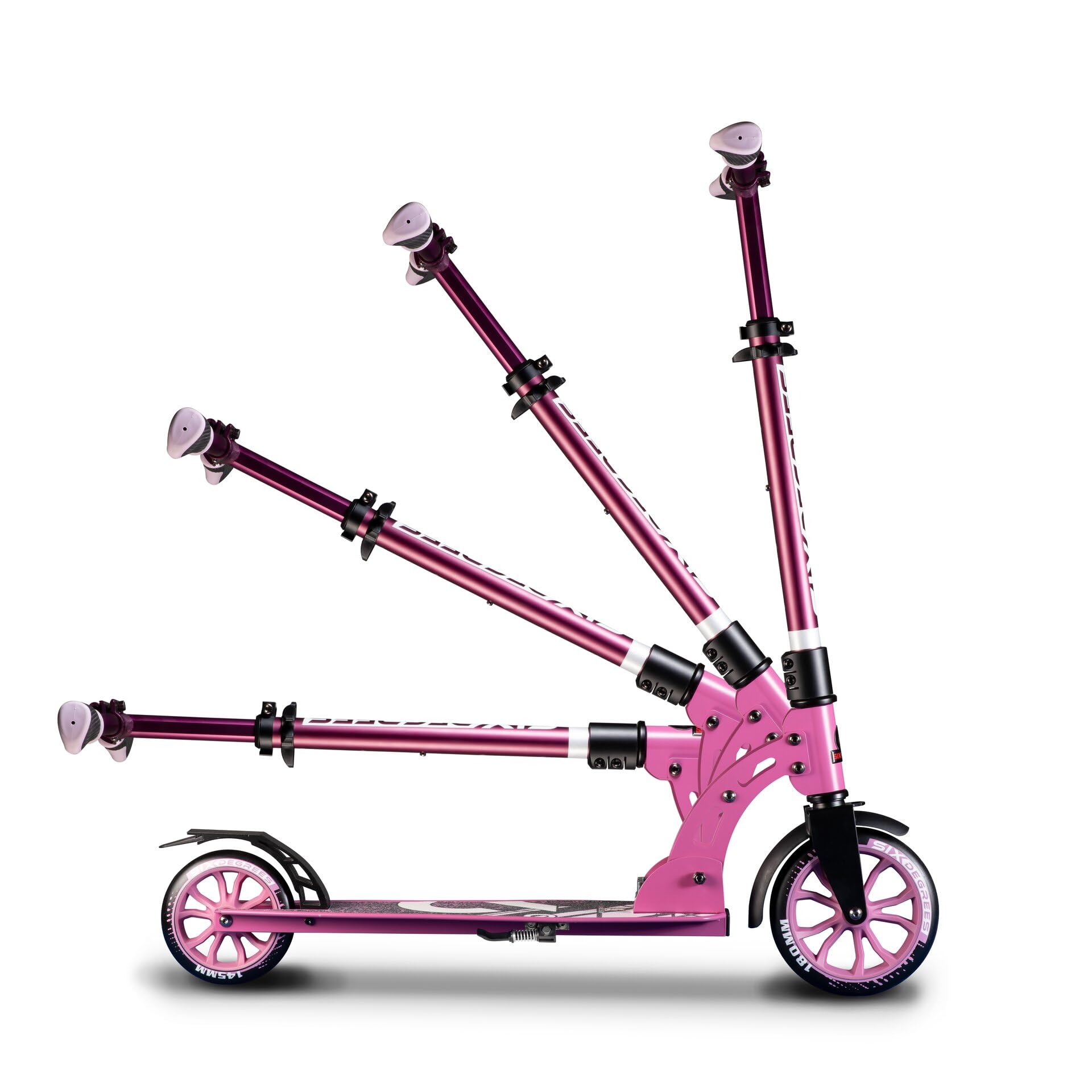 SIX DEGREES Aluminium Scooter Junior mit Klappmechanismus u. Ständer, 180/145 mm, höhenverstellbar, GS-geprüft