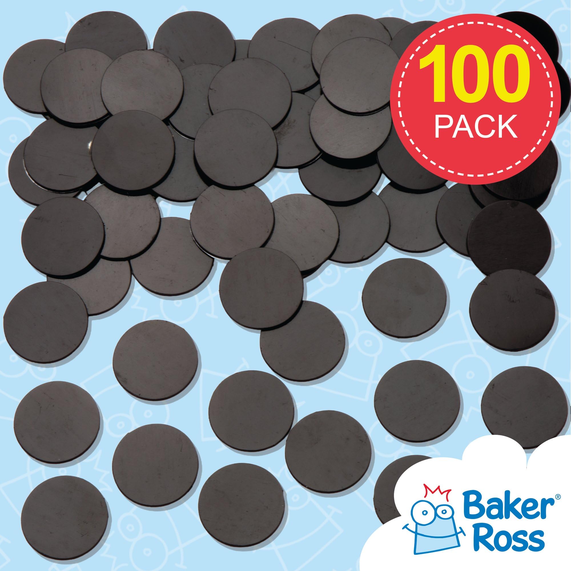 Baker Ross AR835 duże samoprzylepne magnesy (100 szt.) czarne magnesy rzemieślnicze do dekoracji