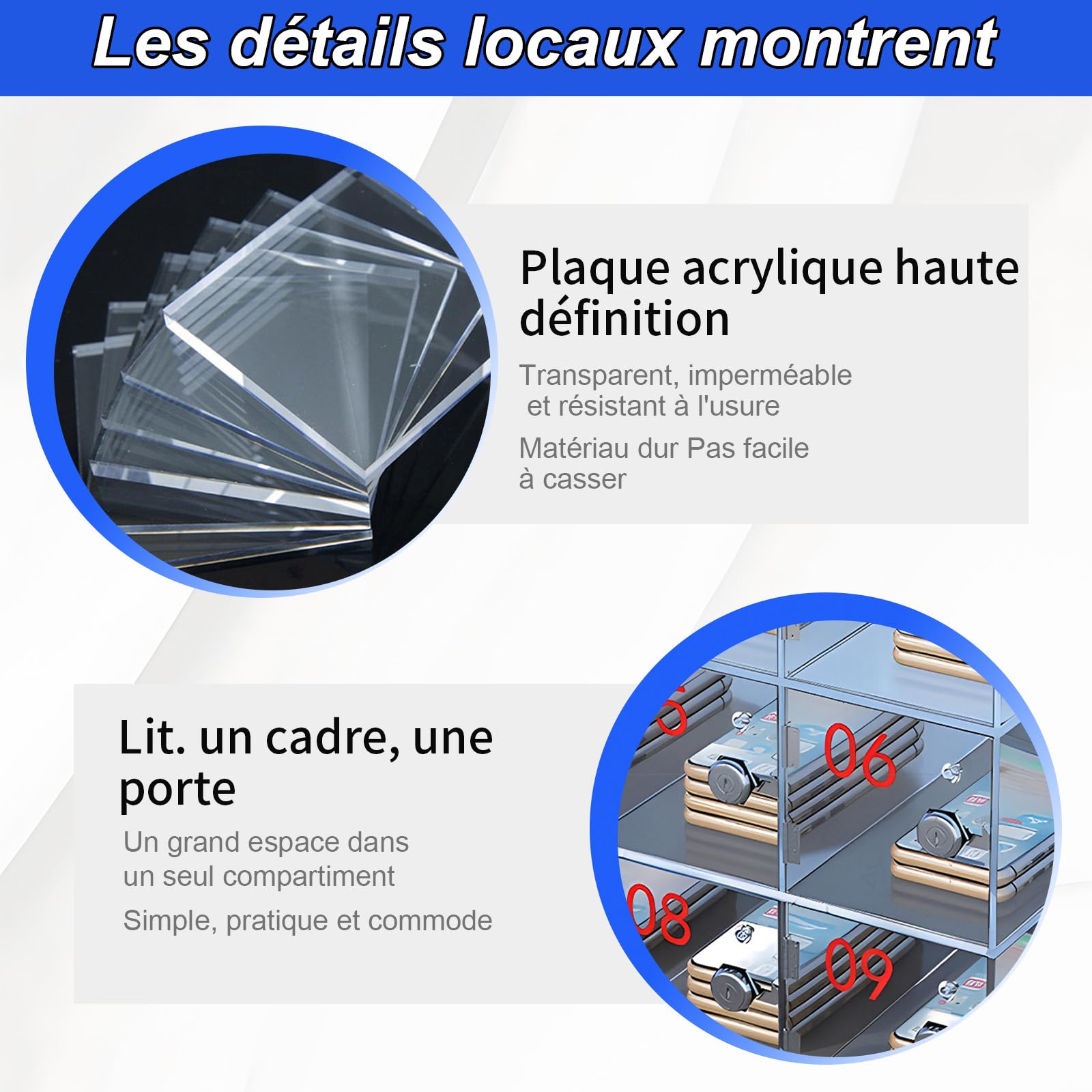 SDdPulse Taquillas acrílicas portátiles con llave segura para aulas, salas de conferencias y fábricas, ideal para teléfonos y artículos personales, 40 gitter-18 x 10 x 10 cm
