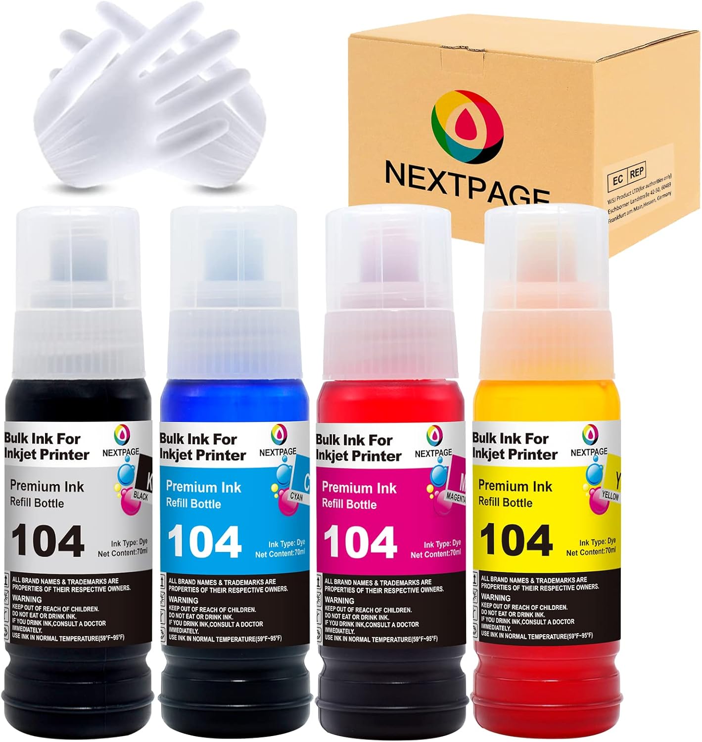 NEXTPAGE 104 Ink for Epson EcoTank 104 Compatible with Epson ET-1810 ET ...