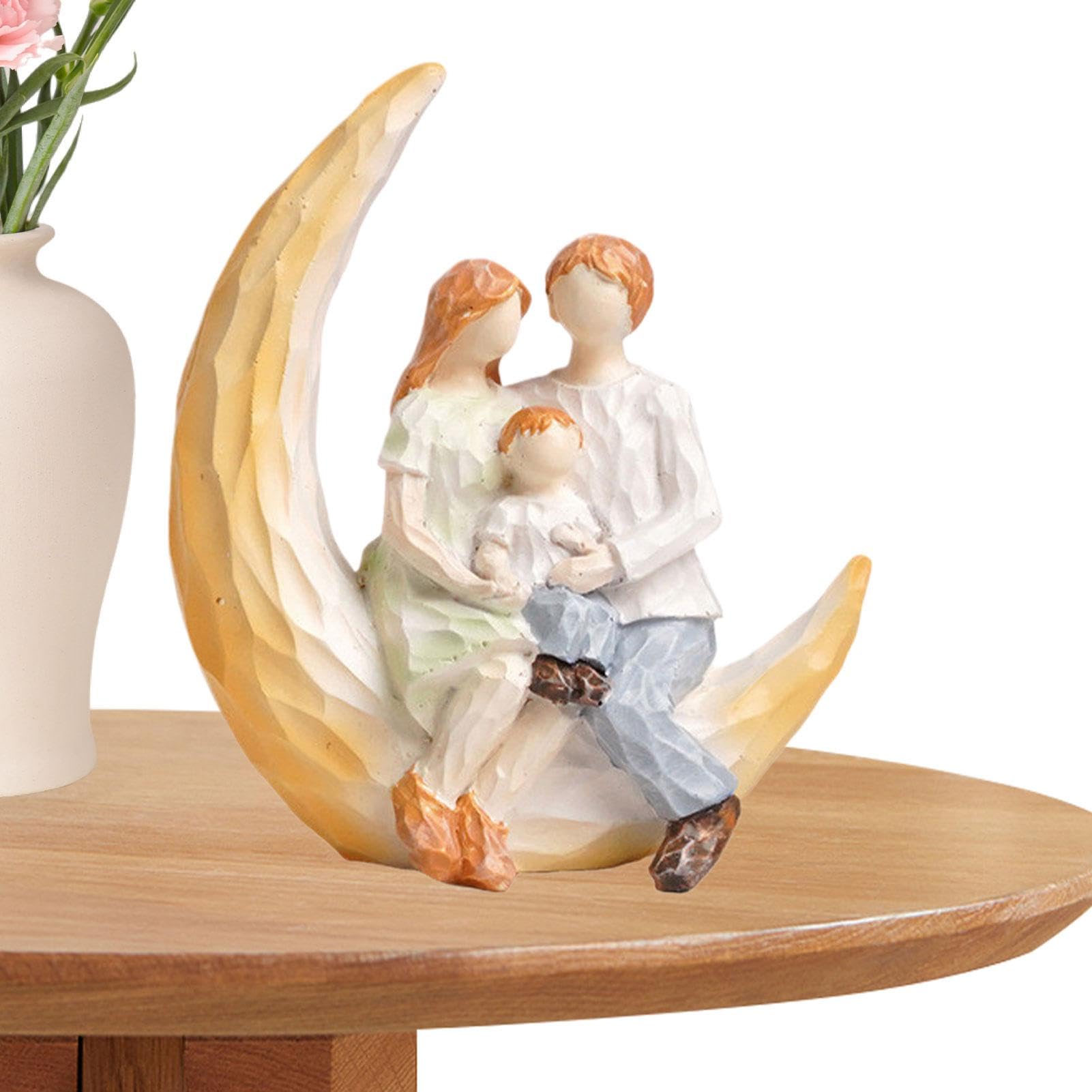 Figuras De Pareja, Escultura Familiar De 4, Figuras Talladas Y Pintadas A Mano, Escultura Familiar De Resina, Escultura De Padres E Hijos, Decoración Temática Familiar Para Cumpleaños, Navidad