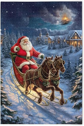 Christmas Santa Claus Jigsaw Puzzles for Adults 1000 Pieces,Colorful Puzzle with Mesh Storage Bag for Gift 2011938