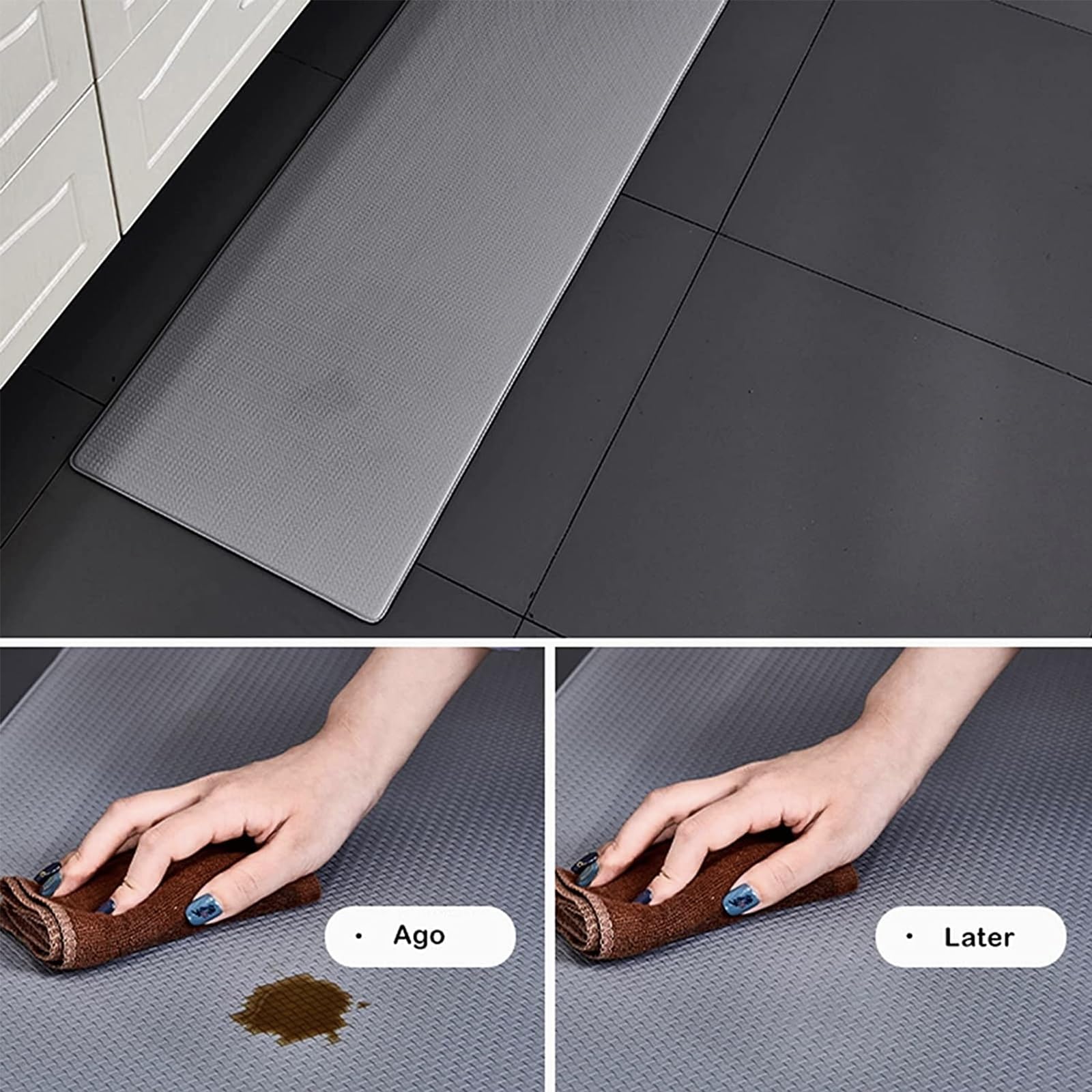 Tappetino Da Cucina Tappeti In Memory Foam Anti-fatica Tappeto Impermeabile Antiscivolo Facile Da Pulire Tappetino In Piedi Imbottito Spesso Per Lavello Ufficio Lavanderia ( Color : Brown , Size : 45