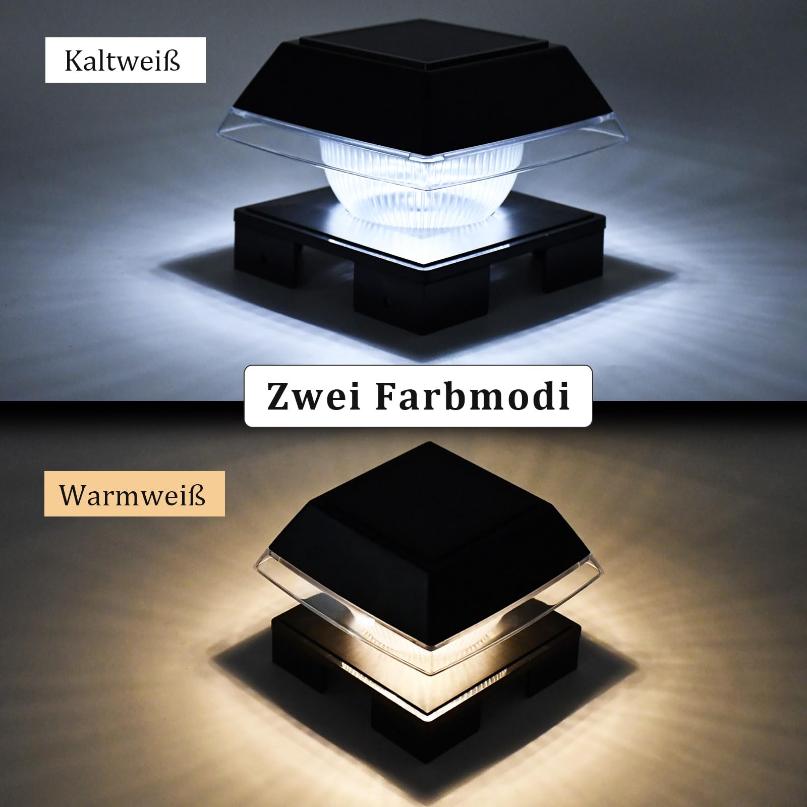 Led Solar Pfostenkappe Warmweiß/Kaltweiß for 9x9 10x10 11x11 12x12 13x13 14x14, Solarlampe Außen Solar Zaunpfosten Led Pfosten Lampe IP65 Wasserdicht für Pfosten, Plattform, Zaun Beleuchtung(6 Stück)