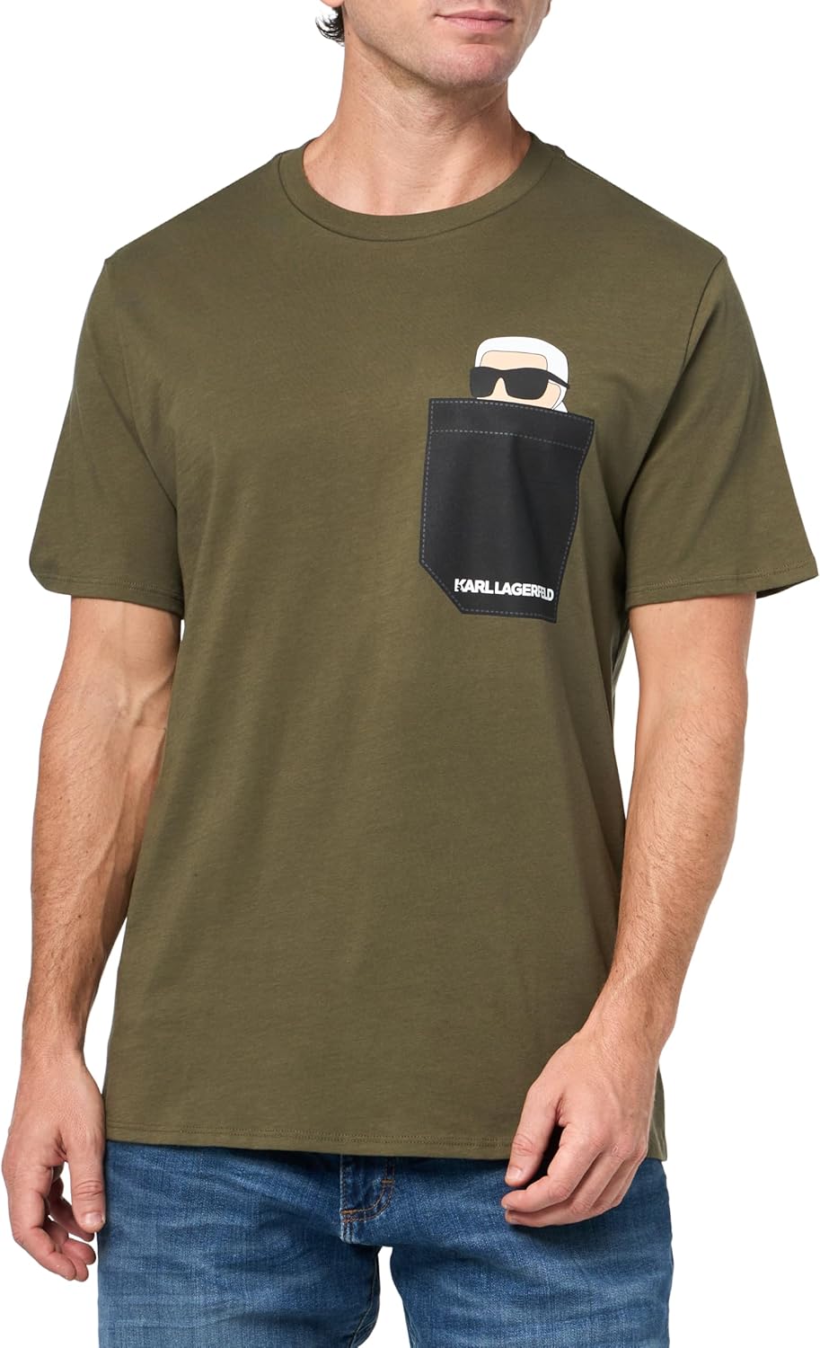 KARL LAGERFELD Men's Crewneck Short Sleeve Graphic Design Relaxed Fit T-Shirt