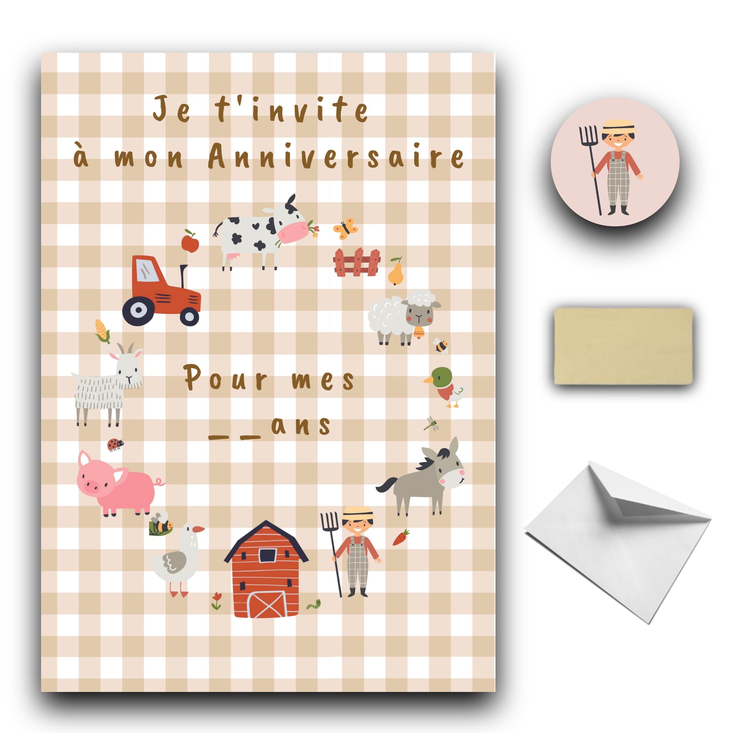 Kit 10 Cartes D'Invitation Anniversaire à Gratter Thème Forêt - 10 Enveloppes, Stickers & Autocollants Dorés