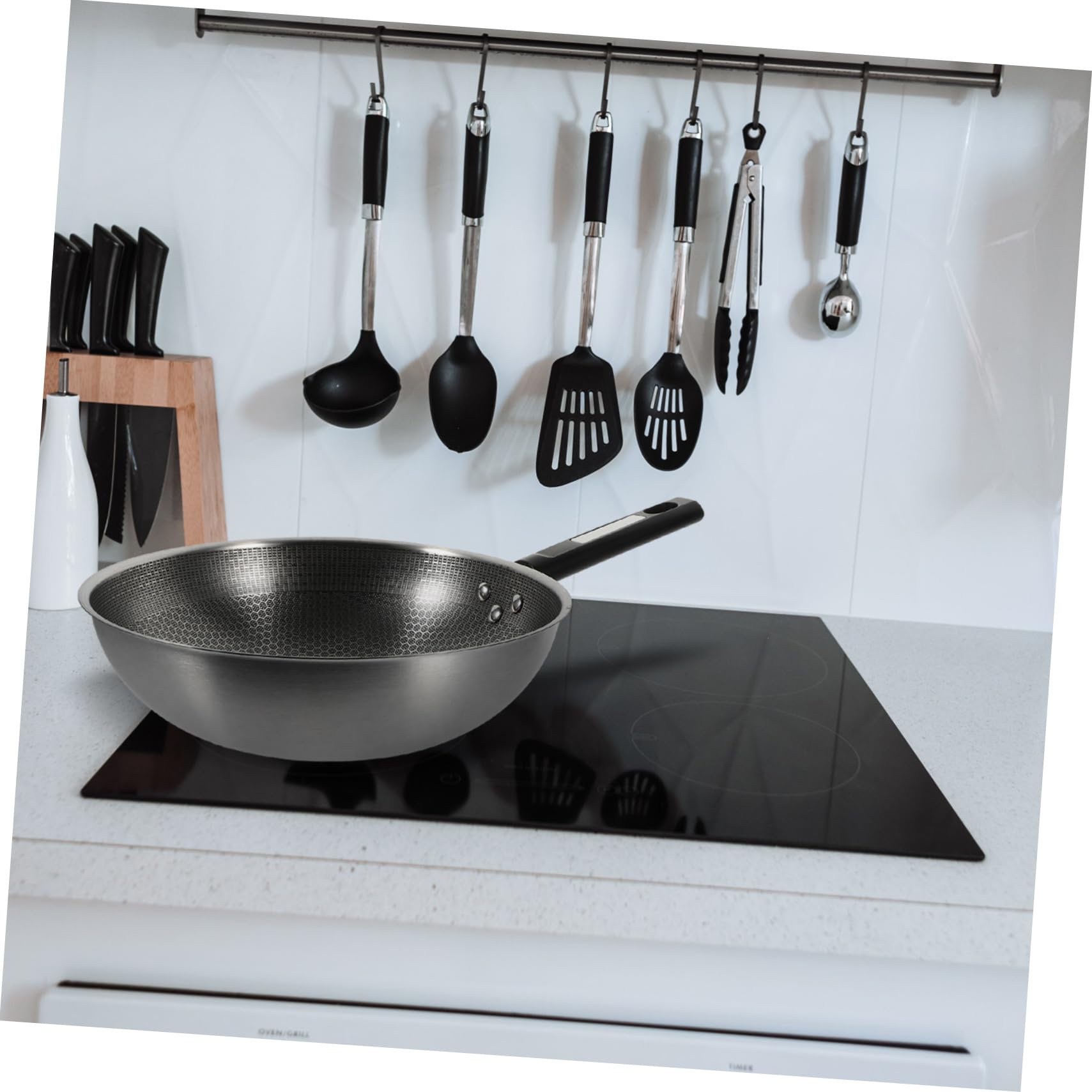 Gatuida Padella Fondo Piatto in Acciaio Inox Antiaderente e Manico in Bakelite Rivestimento a Nido D'ape per Friggere Uova e Cucinare senza Attaccare