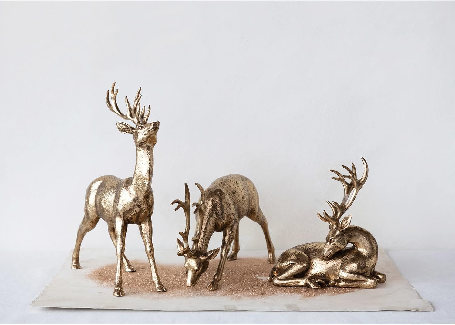 Creative Co-Op Decorative Standing Deer Figurine, Gold, 11"L x 4"W x 14"H