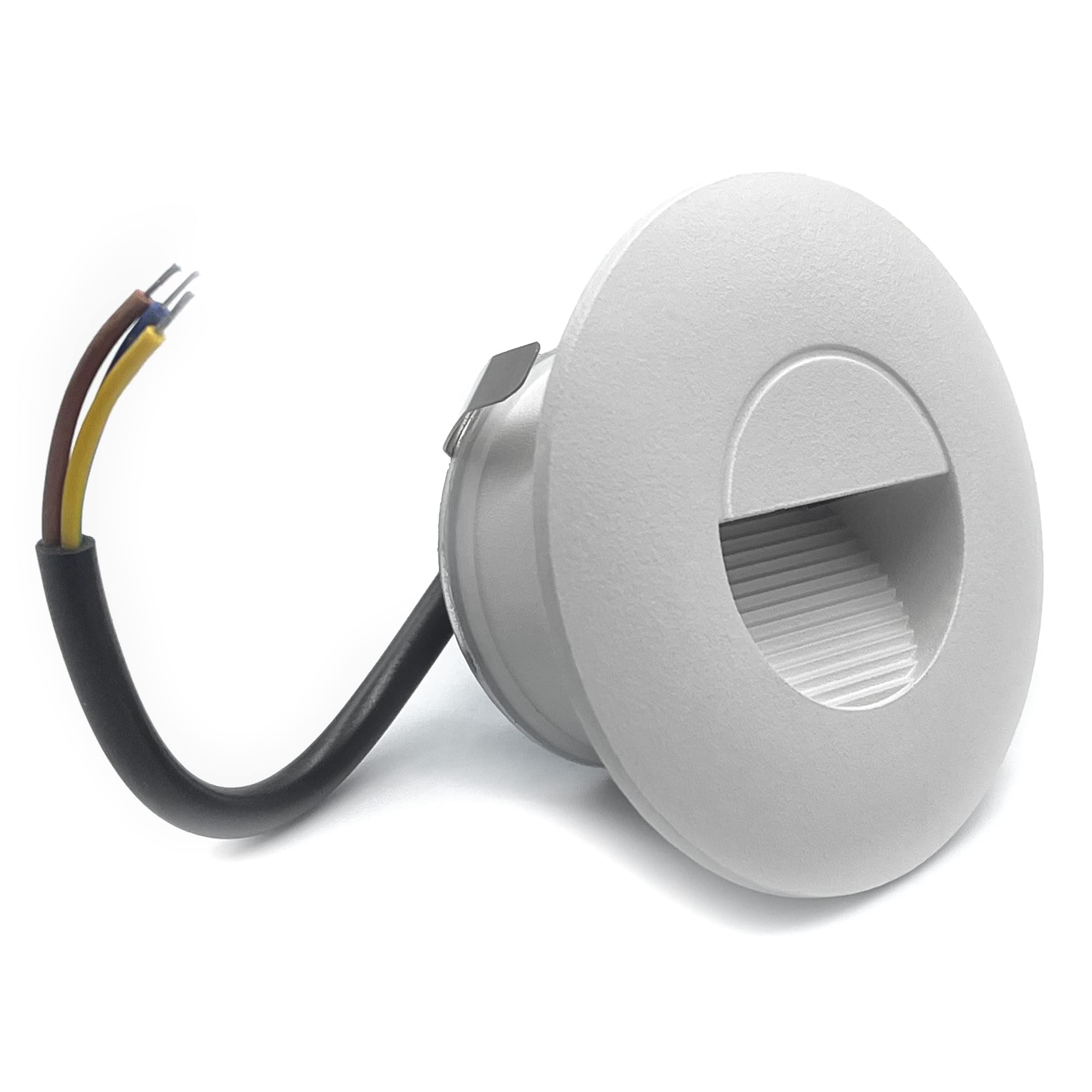 LIGHTWORLD24 Set 6 Faretti LED da Incasso da Parete Esterni, Rotondi, Alluminio Bianco, 230V, 2W, IP65, Luce Neutra 4000K – Illuminazione da Muro per Scale e Giardino