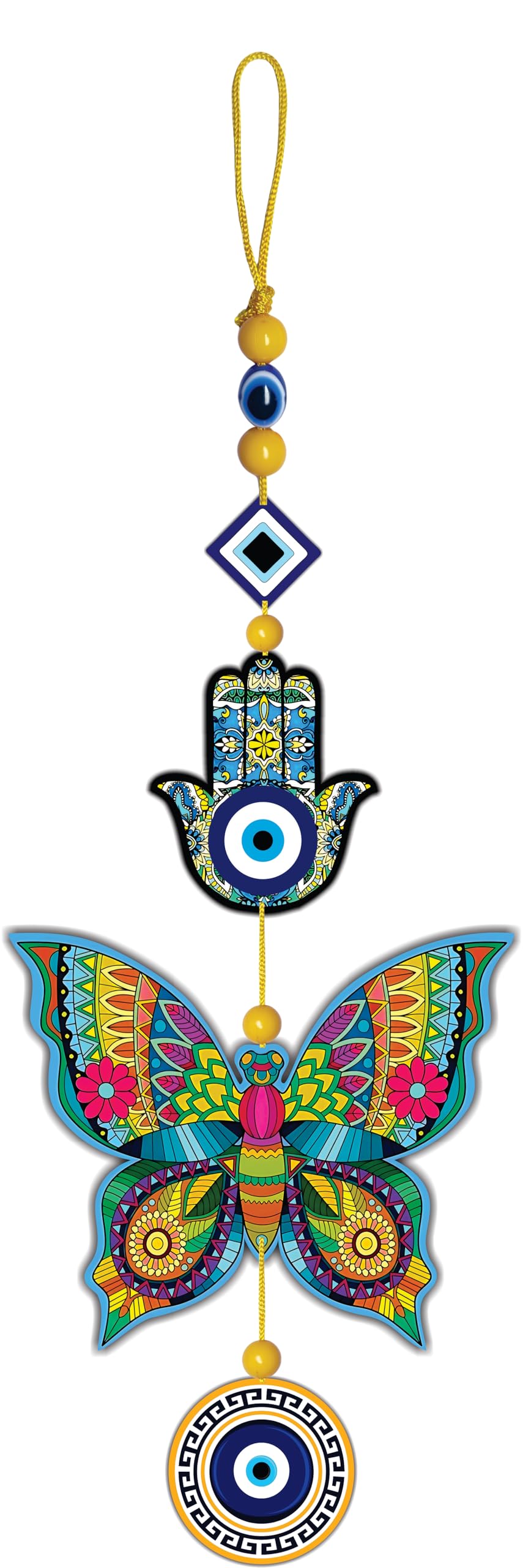 Create Crafts Designer Butterfly Wooden Evil Eye Wall Hanging Decor for Home Decor | Living Room Decor Items | (Butterfly Evil Eye Hamsa Hand)-image-4