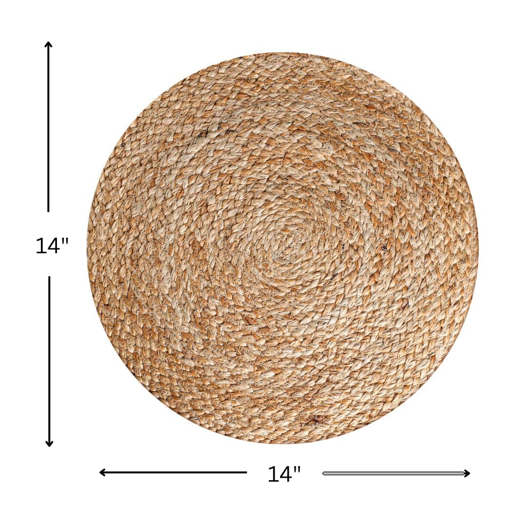 Juego de manteles individuales de yute trenzado hechos a mano de 4 a 14 pulgadas, redondos, 100% yute, duraderos, antideslizantes, rústicos, vintage, para comedor, cocina, uso al aire