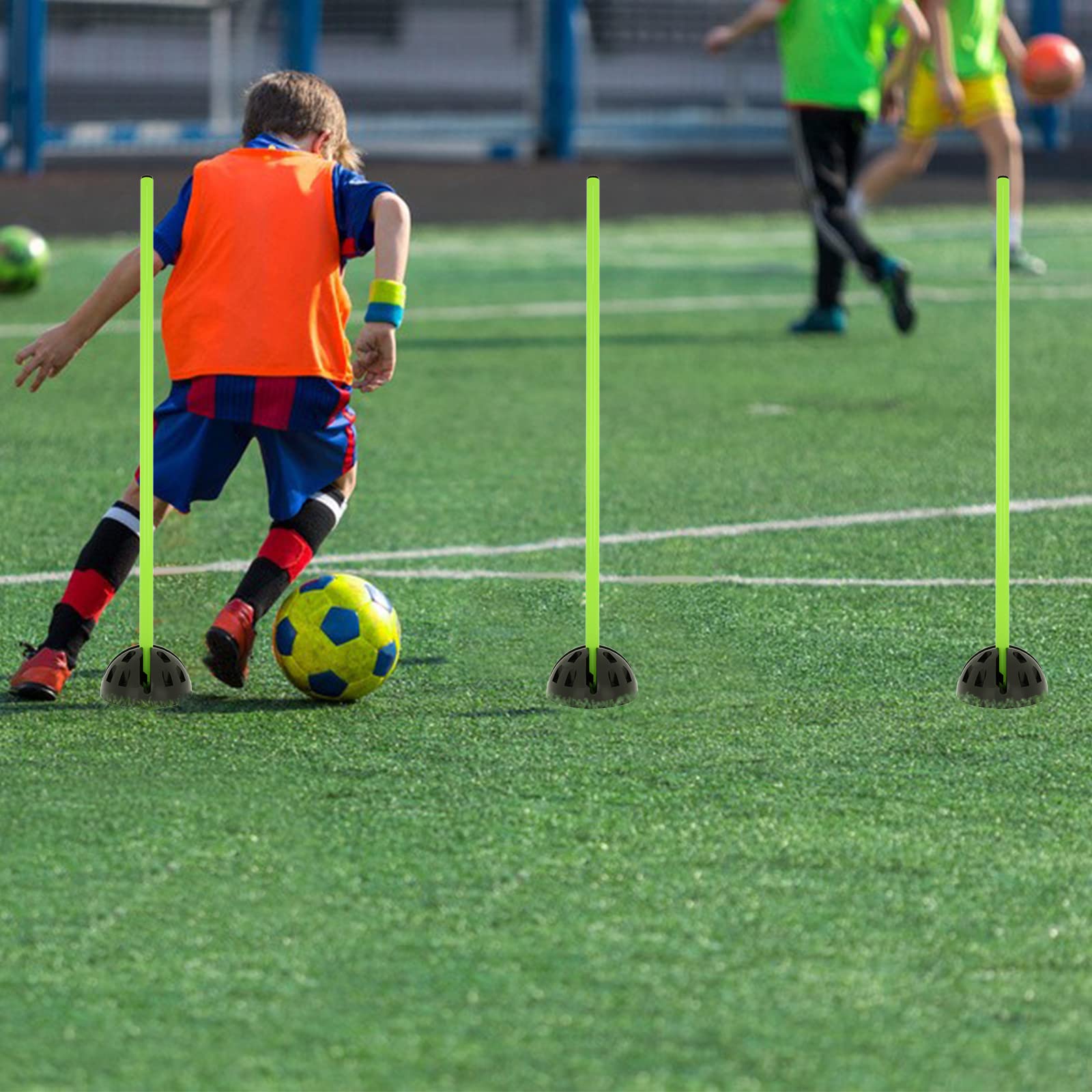 Conjunto de arra de Slalom Obstáculos de Agilidad para niños de fútbol Bastones de Entrenamiento Bastones de Slalom con Bastones, pies y Clips de conexión