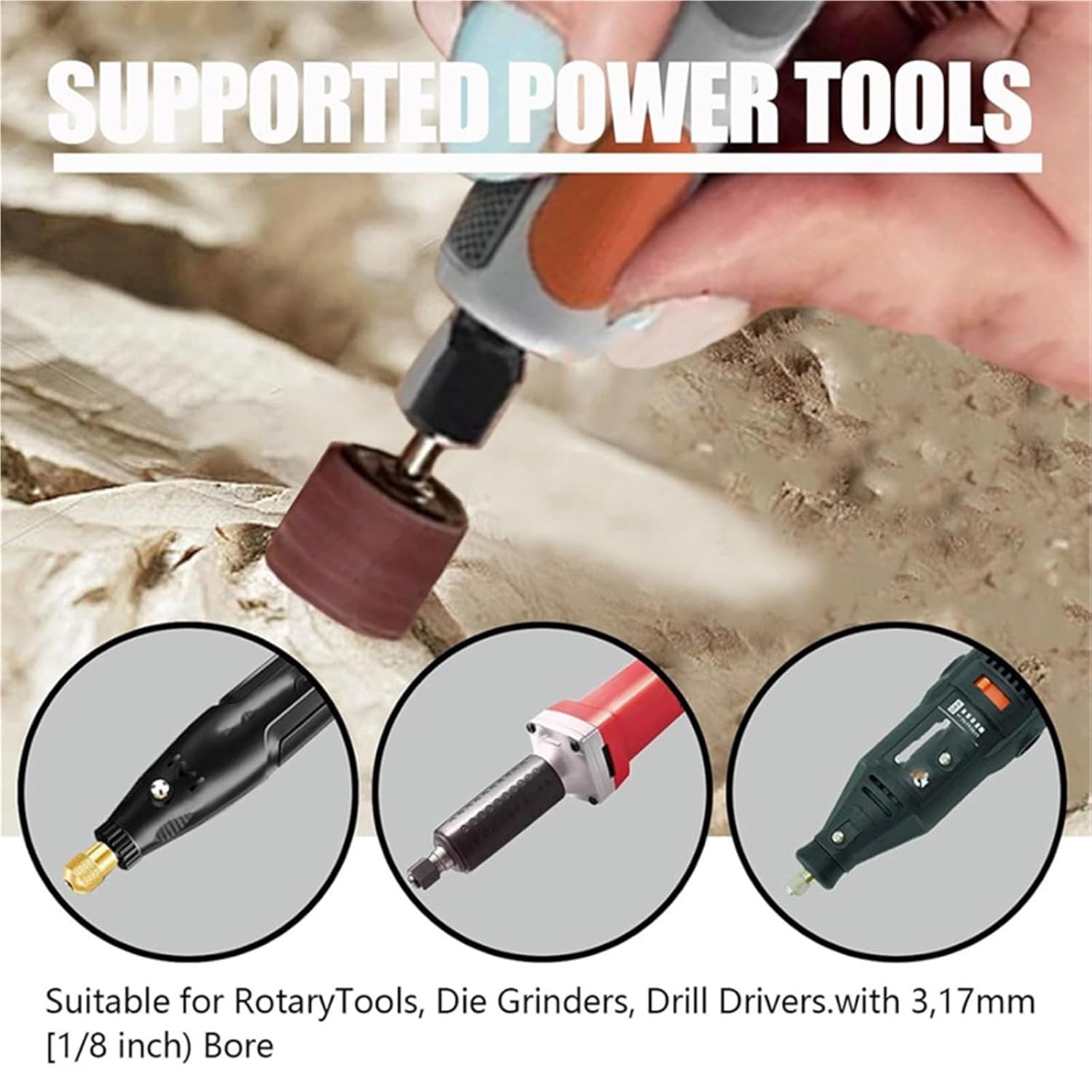 Stable 264pcs for Rotary Tool Set Sanding Drums Drum Sander Aluminum Oxide Sleeves